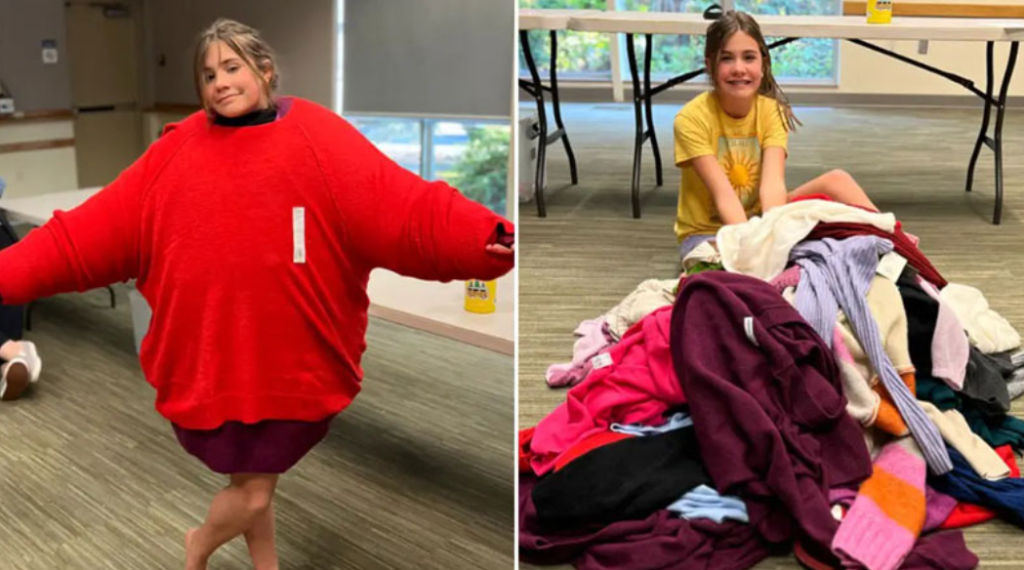 පුංචි දියණියක් ජර්සි 45ක් ඇඳ ලෝක වාර්තාවක් තබයි