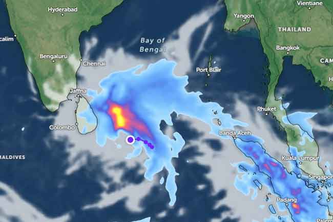 පීඩන අවපාතය පොතුවිල් සිට කිලෝමීටර් 250ක් දුරින් – මුහුද ඉතා රළුයි